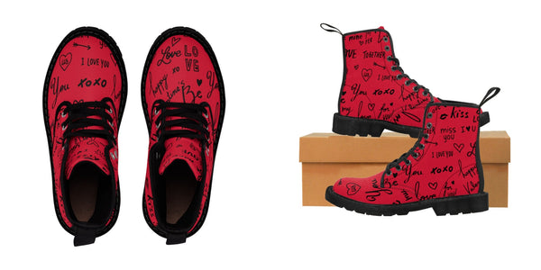 Kid/Adult Love Notes Canvas Boots,Casual Hiking,Gift for Christmas/Thanksgiving/Birthday/His/Hers/Couple Gifts,Graduation/Valentine Gifts