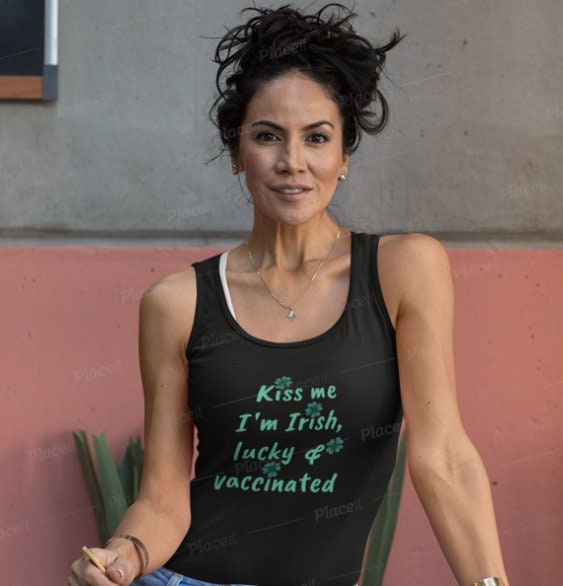 Kiss me I&#39;m Irish St Patrick Day  womens top,St. Paddy&#39;s Day,St Pattys Day Sleeveless Shirt,Four Leaf Clover Shirt,Women Shamrock Shirt