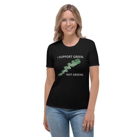 I Support Green NOT GREENE. Small Print.Adult,Youth Unisex T-shirt,Political t-shirt,Anti Marjorie Taylor Greene t-shirt,Green supporter tee