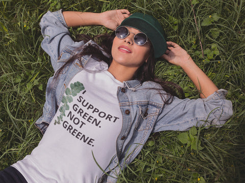 I Support Green NOT GREENE. Big Print, Adult,Youth Unisex T-shirt,Political t-shirt,Anti Marjorie Taylor Greene t-shirt,Green supporter tee