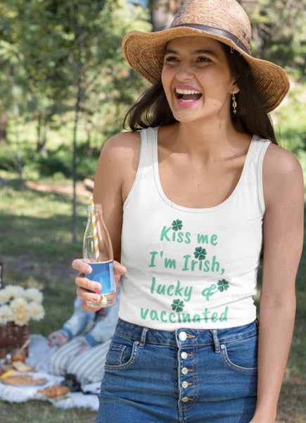 Kiss me I&#39;m Irish St Patrick Day  womens top,St. Paddy&#39;s Day,St Pattys Day Sleeveless Shirt,Four Leaf Clover Shirt,Women Shamrock Shirt