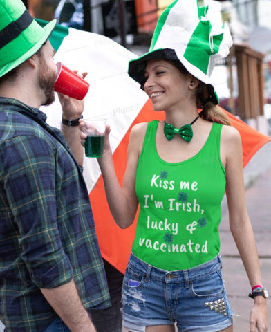 Kiss me I&#39;m Irish St Patrick Day  womens top,St. Paddy&#39;s Day,St Pattys Day Sleeveless Shirt,Four Leaf Clover Shirt,Women Shamrock Shirt