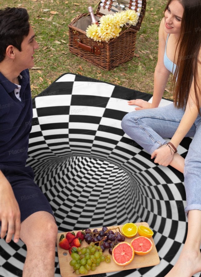 Checker Vortex Area Rug,Optical illusion decor,Housewarming Gift,Anniversary/Birthday Gift,Graduation Gift,Easter/Mother&#39;s Day gift for Her