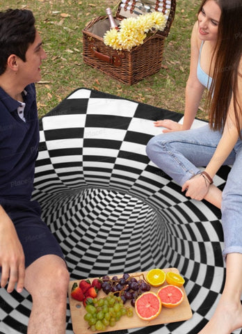 Checker Vortex Area Rug,Optical illusion decor,Housewarming Gift,Anniversary/Birthday Gift,Graduation Gift,Easter/Mother&#39;s Day gift for Her