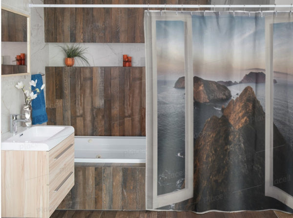 Faux Window Shower Curtain,Big Sur,Easter Gift,Birthday gift,Mother&#39;s Day gift for Her,bathroom decor,Housewarming home decor gifts for him