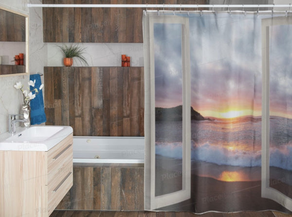 Beach Sunrise Sunset,Faux window Shower Curtain, print,Easter Gift,Birthday gifts,Mother&#39;s Day gift for Her,bathroom decor,Housewarming gift