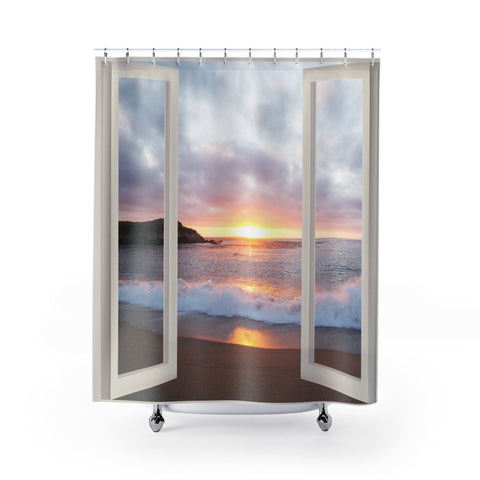 Beach Sunrise Sunset,Faux window Shower Curtain, print,Easter Gift,Birthday gifts,Mother&#39;s Day gift for Her,bathroom decor,Housewarming gift