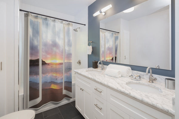 Beach Sunrise Sunset,Faux window Shower Curtain, print,Easter Gift,Birthday gifts,Mother&#39;s Day gift for Her,bathroom decor,Housewarming gift