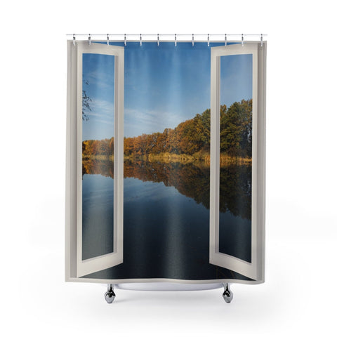 Faux Window Shower Curtain, Lakeview,Easter Gift,Birthday gift,Mother&#39;s Day gift for Her,bathroom decor,Housewarming gift for nature lovers