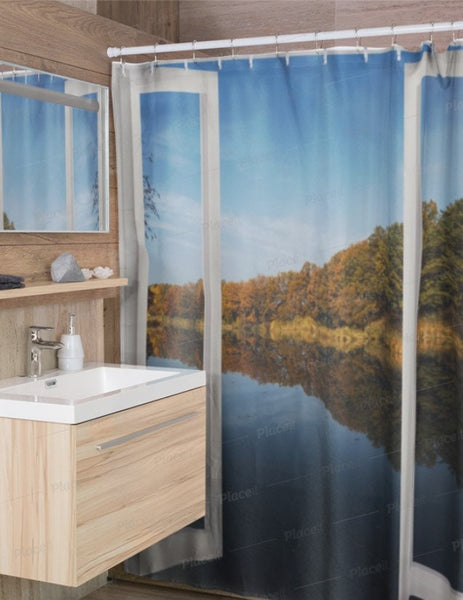 Faux Window Shower Curtain, Lakeview,Easter Gift,Birthday gift,Mother&#39;s Day gift for Her,bathroom decor,Housewarming gift for nature lovers