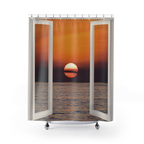 Sunrise Sunset 3D Window shower curtain,Dusk Dawn,Gift for Naturist/Christmas/Birthday/Mother&#39;s Day/bathroom decor/Housewarming/Graduation