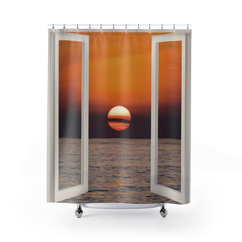 Sunrise Sunset 3D Window shower curtain,Dusk Dawn,Gift for Naturist/Christmas/Birthday/Mother&#39;s Day/bathroom decor/Housewarming/Graduation