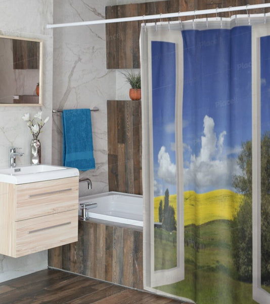 Faux window Shower Curtain, Meadow view,Easter Gift,Birthday gift,Mother&#39;s Day gift for Her,bathroom decor,Housewarming gifts for him her