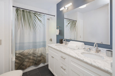 Realistic Shower Curtain,Tropical sea view,Easter Gift,Birthday gifts for Him,Mother&#39;s Day gift for Her,bathroom decor,Housewarming gift