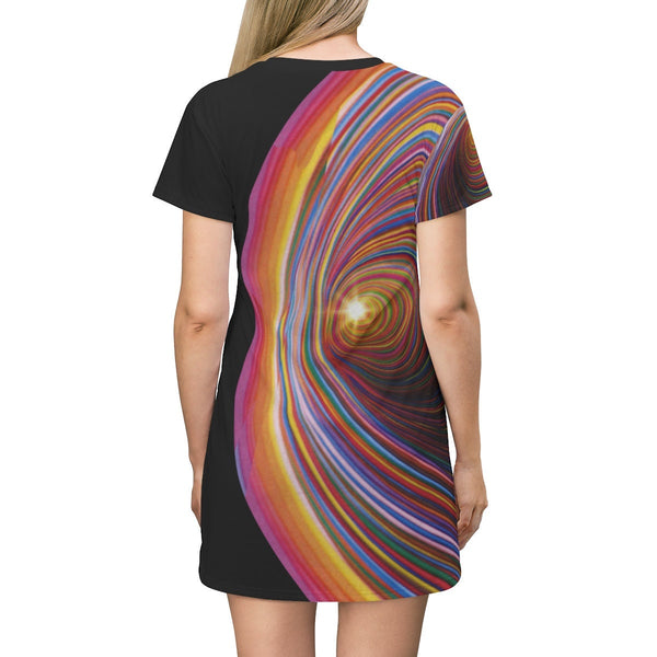 Rainbow Vortex s-Sleeve T-shirt Dress,Optical Illusion Dress,Gift For Her/Christmas/Thanksgivn/Birthday,Athletic Aline tank dress,LGBTQ Gift