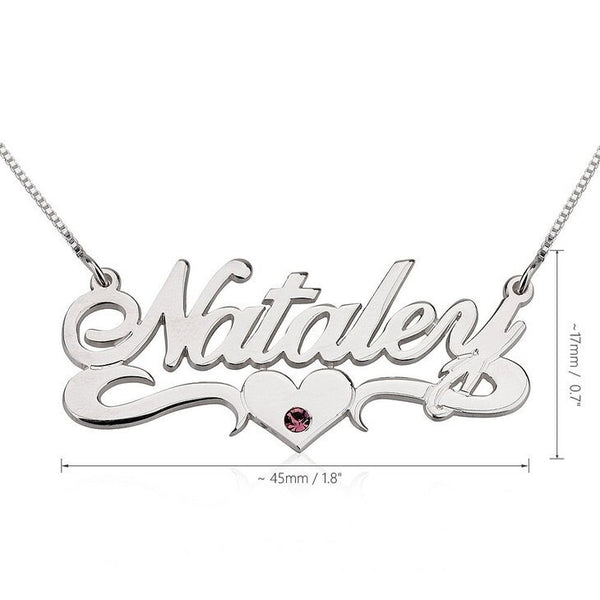 Personalized Name+Birthstone Pendant Necklace,Sterling Silver,24K/Rose Gold,Graduation Gift,Mother&#39;s Day Gift,Birthday Gift,Engagement Gift