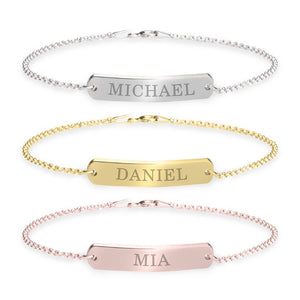 Personalized Classic Name Bar Bracelet,925 Silver, 24k Gold,Rose Gold,Mother&#39;s Day Gift,Birthday,Couple Gifts,Gifts for Him,Gifts for Her