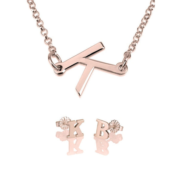 Set:Personalized Pendant+Hook EarRings,925 Silver,24K/Rose Gold,Mother&#39;s Day gift,Birthday gift for HER,baby shower gift,bridesmaid jewelry