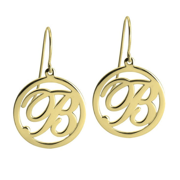 Personalized Initial Cutout Hook EarRings,925 Silver,24K/Rose Gold,Mother&#39;s Day gift,Birthday gift for HER,baby shower gift,bridesmaids gift