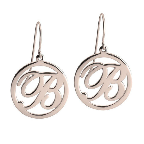Personalized Initial Cutout Hook EarRings,925 Silver,24K/Rose Gold,Mother&#39;s Day gift,Birthday gift for HER,baby shower gift,bridesmaids gift