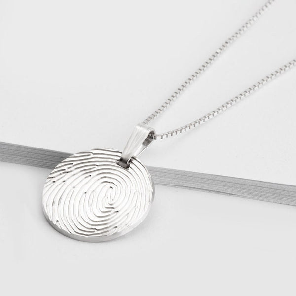 Personalized Fingerprint Necklace,w/ engraving,925 Silver,24K/Rose Gold,Mother&#39;s Day Gift,Birthday gift,Mom gift,Dad gift,In Memoriam gifts