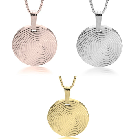 Personalized Fingerprint Necklace,w/ engraving,925 Silver,24K/Rose Gold,Mother&#39;s Day Gift,Birthday gift,Mom gift,Dad gift,In Memoriam gifts