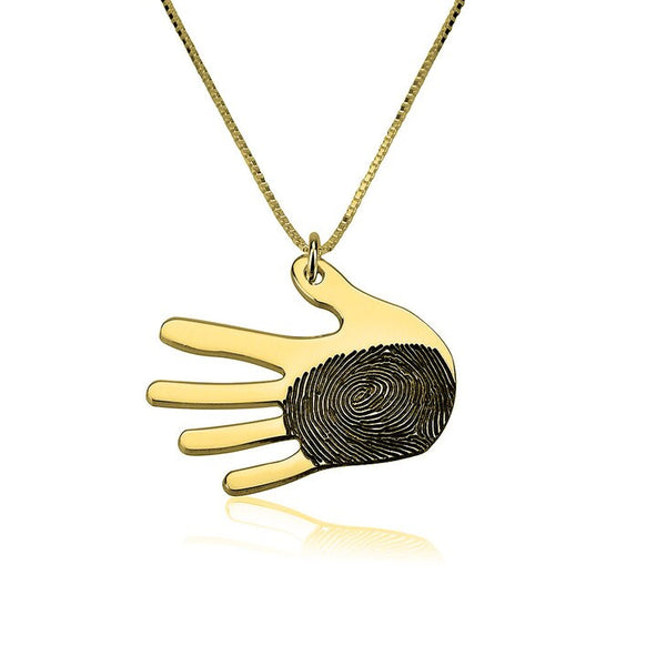 Personalized Fingerprint Hand Pendant,925 Silver,24K/Rose Gold,Mother&#39;s Day Gift,Birthday gift,Mom gift,Dad gift,In Memoriam gifts,Aunt gift