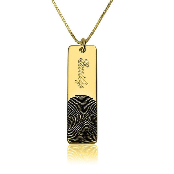 Personalized Fingerprint Bar w/ Engraved Name,925 Silver,24K/Rose Gold,Mother&#39;s Day Gift,Birthday gift,Mom gift,Dad gift,In Memoriam gifts