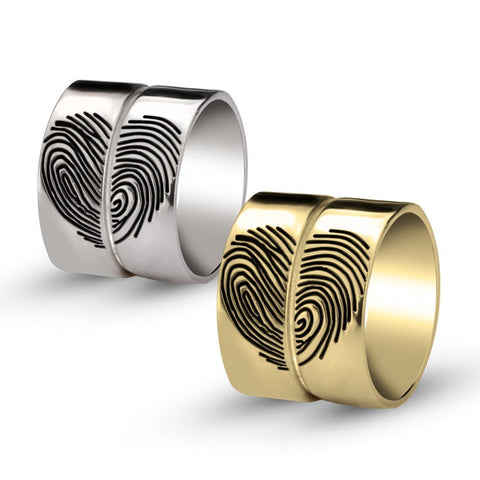 Couples Rings Set of 2 Fingerprints Personalized,Mother&#39;s Day Gift,Birthday gift,Anniversay gift,Valentine gift,HIS & HERS,Couples Jewelry