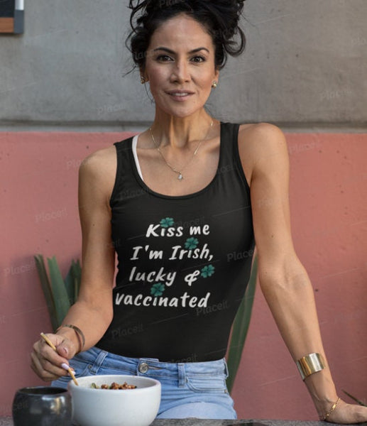 Kiss me I&#39;m Irish St Patrick Day  womens top,St. Paddy&#39;s Day,St Pattys Day Sleeveless Shirt,Four Leaf Clover Shirt,Women Shamrock Shirt