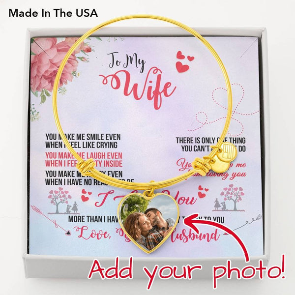 Personalized Bangle Heart Charm Bracelet for Wife,Gifts for Wife,Personalized Photo Heart Bracelet,Engagement Gift, Birthday Gift for Her,