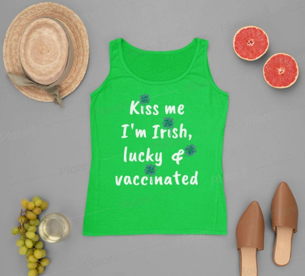 Kiss me I&#39;m Irish St Patrick Day  womens top,St. Paddy&#39;s Day,St Pattys Day Sleeveless Shirt,Four Leaf Clover Shirt,Women Shamrock Shirt