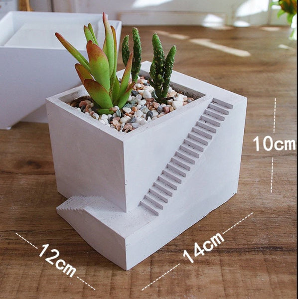 Rustic Zen Stairway keepsake/jewelry pot Planter|Succulent Cactus Pot|Home Decor|Housewarming|Mother&#39;s Day|BirthdayGraduation/retirement gif