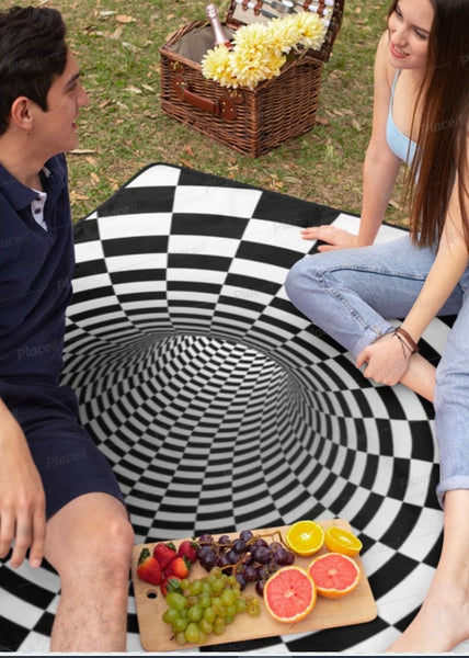 Checker Vortex Area Rug,Optical illusion decor,Housewarming Gift,Anniversary/Birthday Gift,Graduation Gift,Easter/Mother&#39;s Day gift for Her