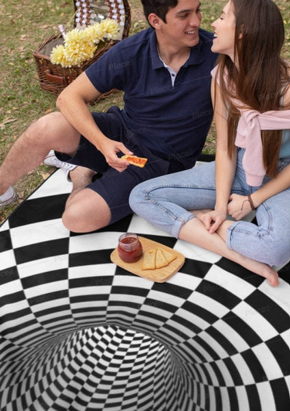 checkered vortex Play Mat,Carpet/Rug/Pet Feeding Mat, Christmas/Thanksgiving/Housewarming/Baby Shower/Anniversary/3D optical illusion Gifts