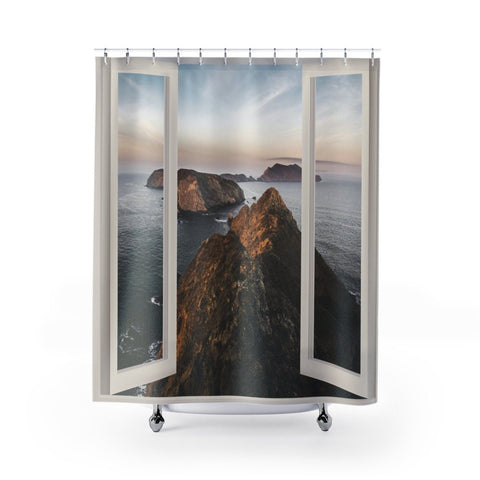 Faux Window Shower Curtain,Big Sur,Easter Gift,Birthday gift,Mother&#39;s Day gift for Her,bathroom decor,Housewarming home decor gifts for him