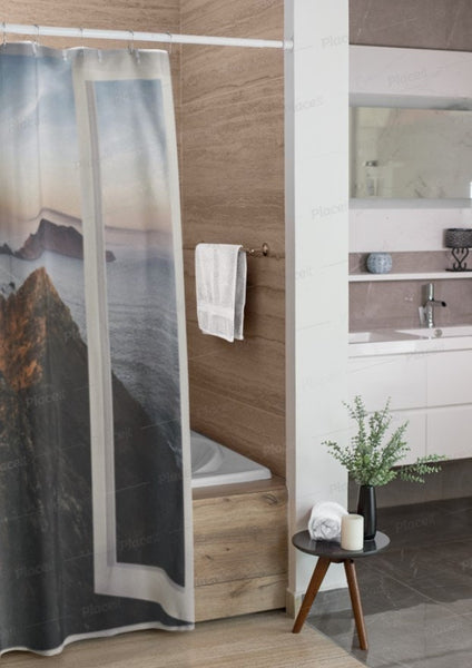 Faux Window Shower Curtain,Big Sur,Easter Gift,Birthday gift,Mother&#39;s Day gift for Her,bathroom decor,Housewarming home decor gifts for him