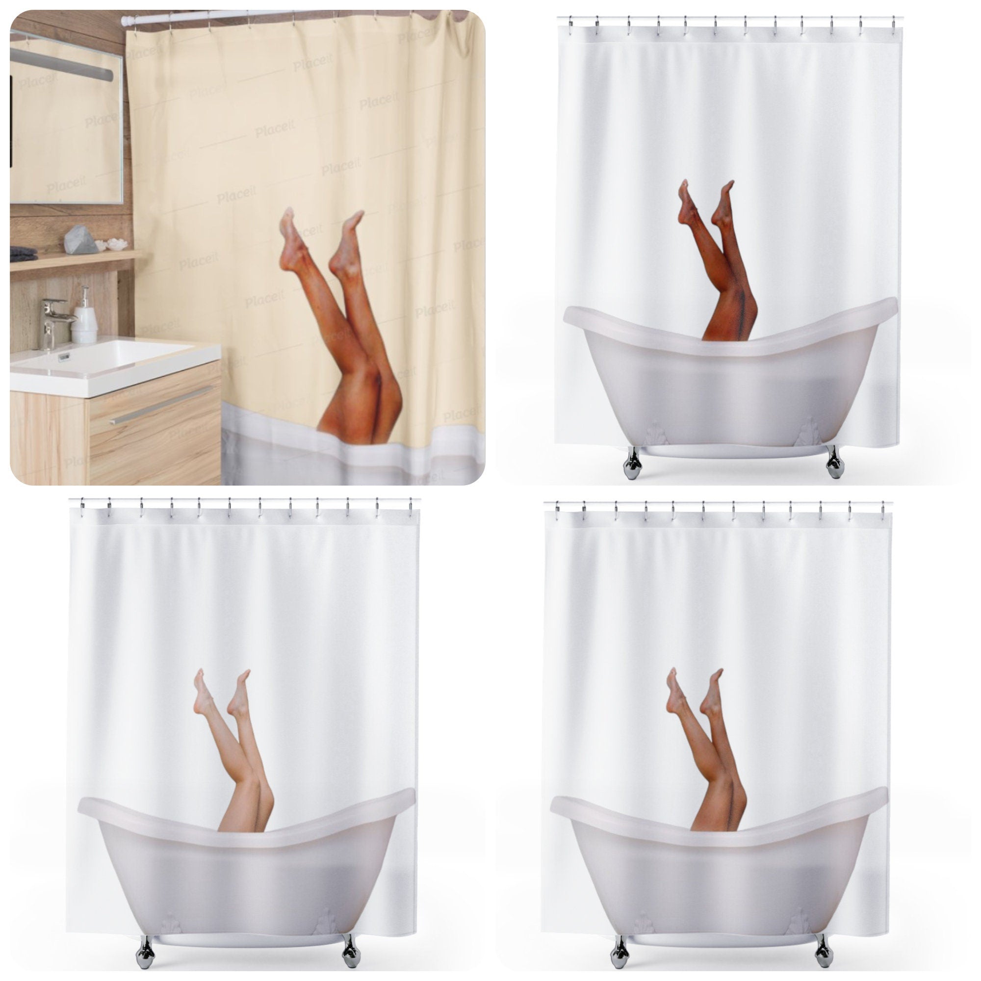 Add text & Personalized Legs Funny,Realistic Shower Curtain,light med dark,Gift for Christmas/Birthday/Mother&#39;s Day/Housewarming/Graduation