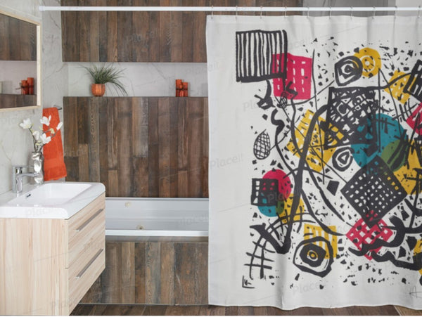 Kandinsky Small World Abstract Art Shower Curtain,Kandinsky Fan/Christmas/Birthday/Graduate/Father/Mother&#39;s Day gift,bath decor,Housewarming