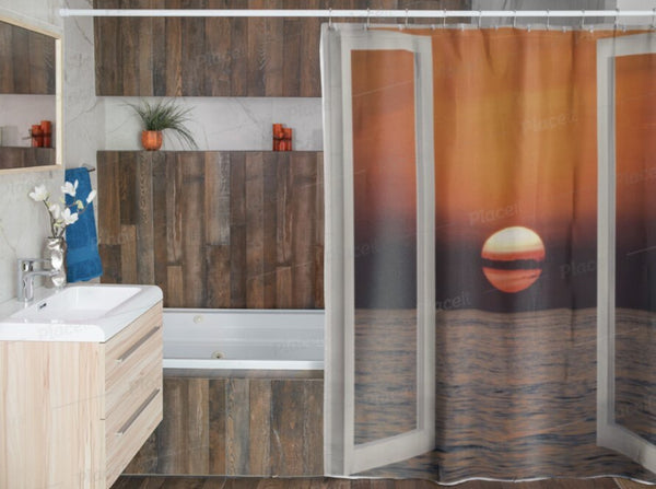 Sunrise Sunset 3D Window shower curtain,Dusk Dawn,Gift for Naturist/Christmas/Birthday/Mother&#39;s Day/bathroom decor/Housewarming/Graduation