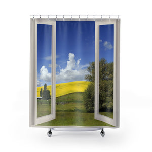 Faux window Shower Curtain, Meadow view,Easter Gift,Birthday gift,Mother&#39;s Day gift for Her,bathroom decor,Housewarming gifts for him her