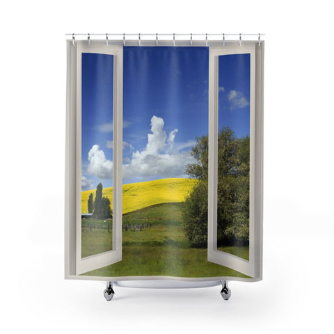 Faux window Shower Curtain, Meadow view,Easter Gift,Birthday gift,Mother&#39;s Day gift for Her,bathroom decor,Housewarming gifts for him her