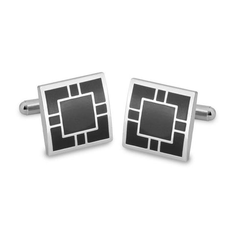 Black Maze Cufflinks,Graduation Gifts for Him,Father&#39;s Day,Groomsmen Gift,Wedding Gift,Sterling Silver,Valentine/Christmas/Birthday Gift