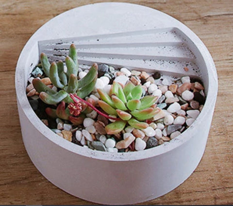 Medium Round Zen Concrete Stairs Cement Pot Planter|Succulents Planter|Home Decor|Housewarming Gift|Mother&#39;s Day Gift|Birthday Gifts for Her