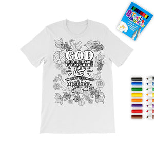 Goldfish lotus,God made Moms Mother&#39;s Day Coloring T-shirt,Fabric Pens,Mom Quote T-shirt,Mother&#39;s Day Gift,Mom Birthday gift,Adult/Kid Gift