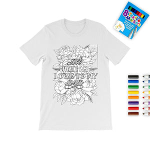 All I am I owe Mom Mother&#39;s Day Coloring T-shirt,Fabric Pens,Flowers Mom Quote T-shirt,Mother&#39;s Day Gift,Mom Birthday gift,Adult/Kid Gift