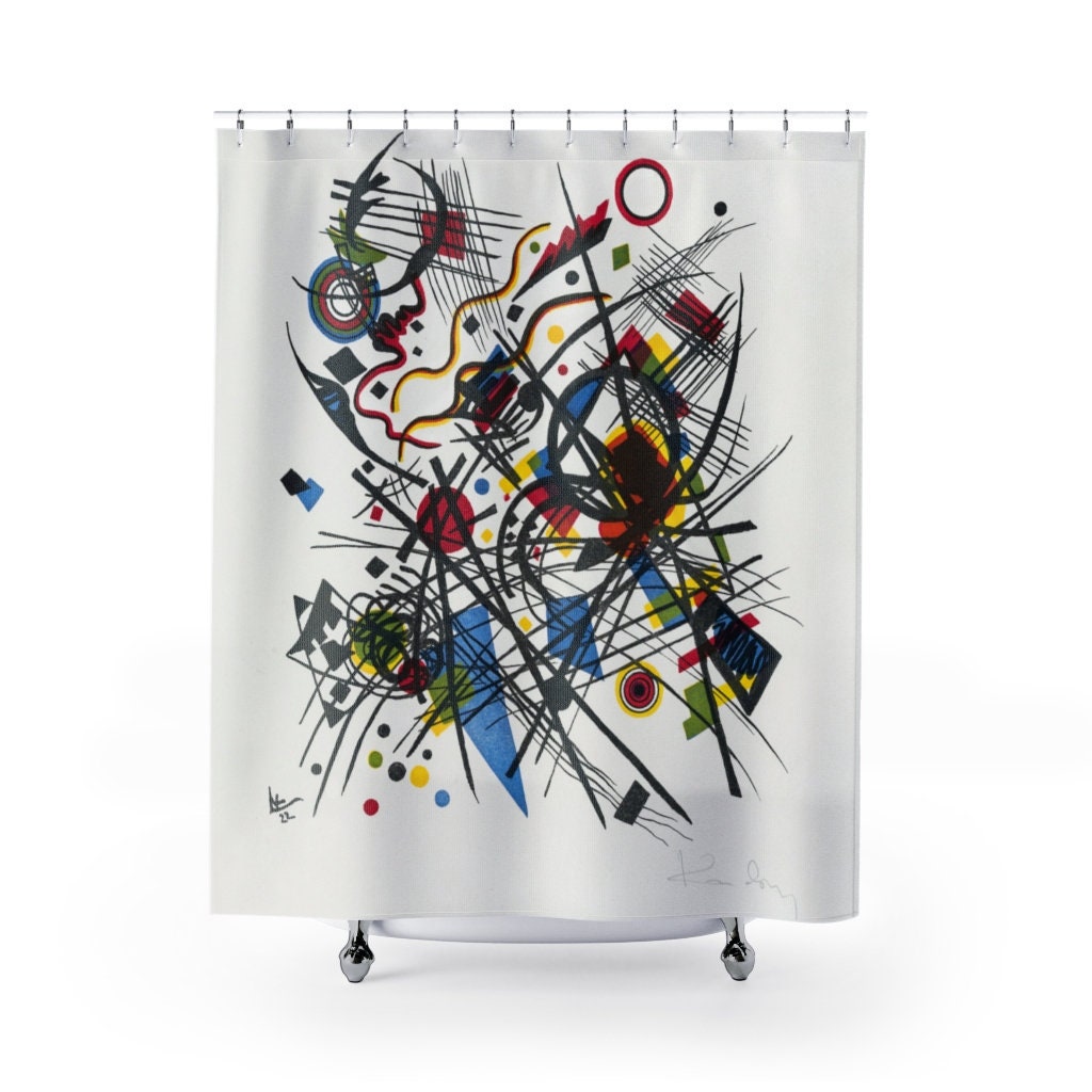 Kandinsky Abstract Art Shower Curtain,Kandinsky Fan Gift,Easter Gift,Birthday Gift,Father/Mother&#39;s Day gift,bath decor,Housewarming gift