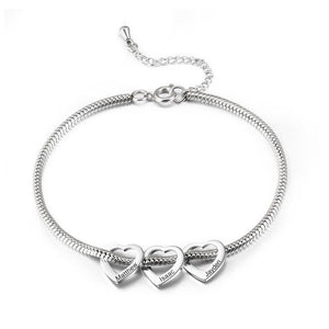 Personalized Charm Bracelet for Mother&#39;s Day,Kids Names Engraved Hearts,Mother&#39;s Day Gift,Birthday gifts for Her,Gifts for Mom,Mom Jewelry