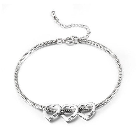 Personalized Charm Bracelet for Mother&#39;s Day,Kids Names Engraved Hearts,Mother&#39;s Day Gift,Birthday gifts for Her,Gifts for Mom,Mom Jewelry