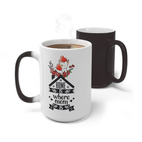 Home is where Mom is,Cat with hearts,Magic Mug with your own pic,Mother&#39;s Day Gift,Birthday Gift,Graduation Gift,Thanksgiving/Valentine Gift